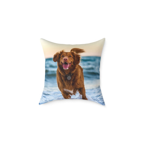 Back view of personalised pet photo cushion