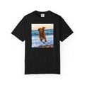 Custom photo T-shirt with pet photo printed on black garment dyed tee