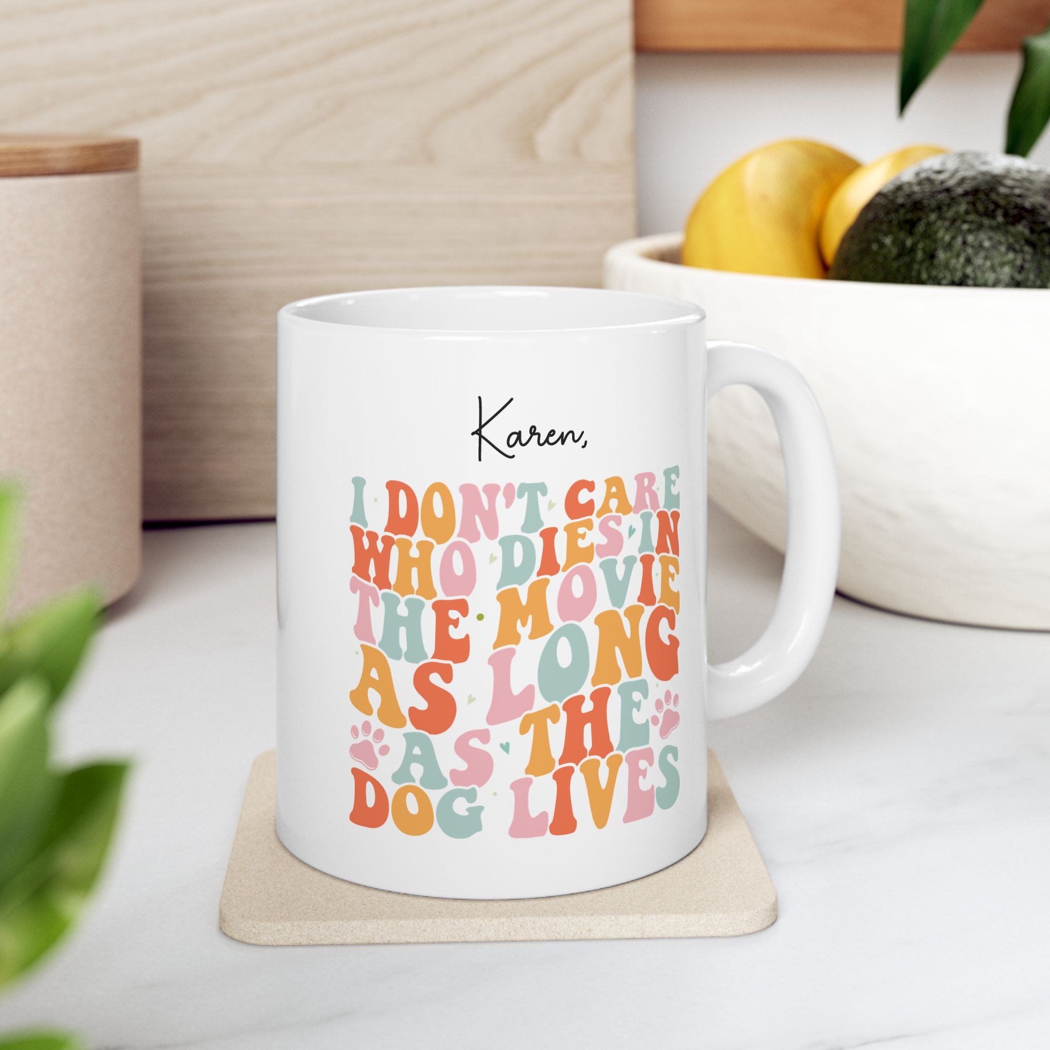 Dog Lives funny quote custom name mug held in hand - lifestyle photo