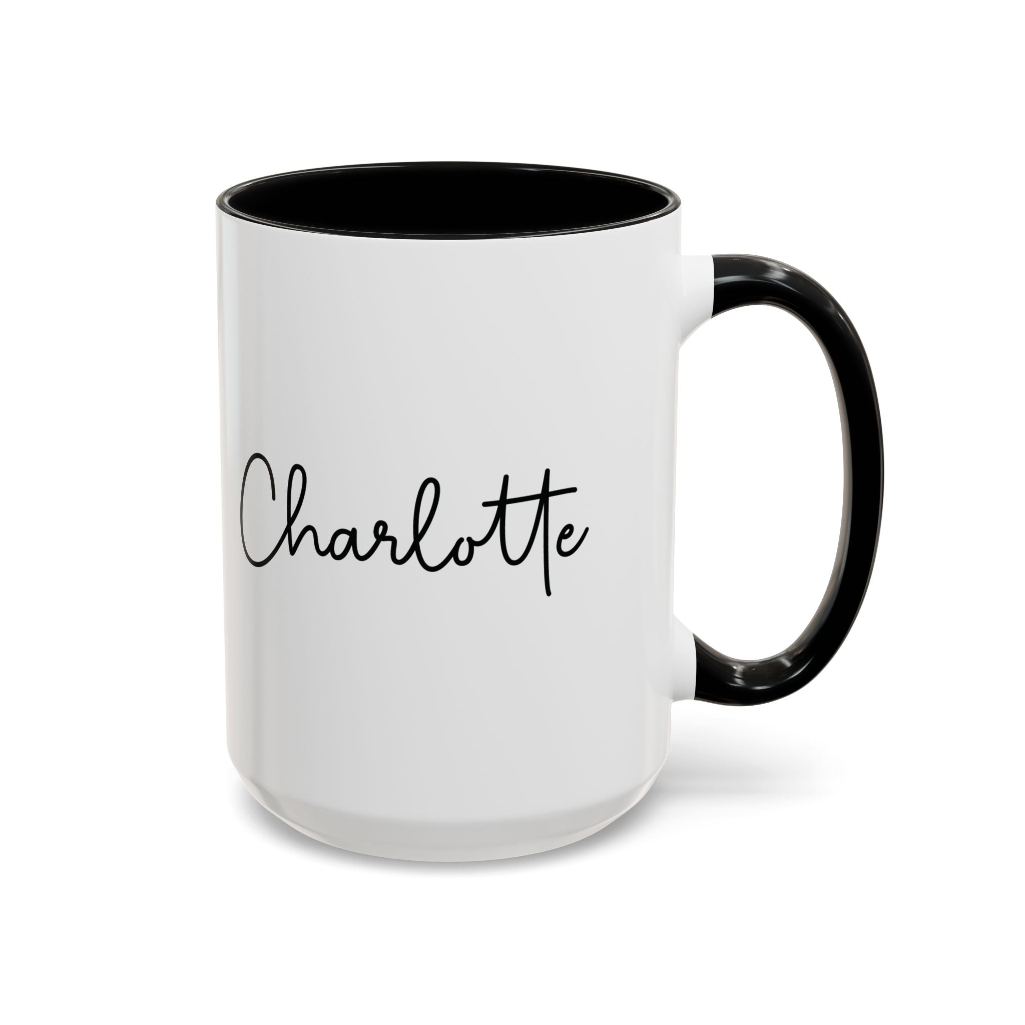 Custom name script on the back of Dog Mom mug