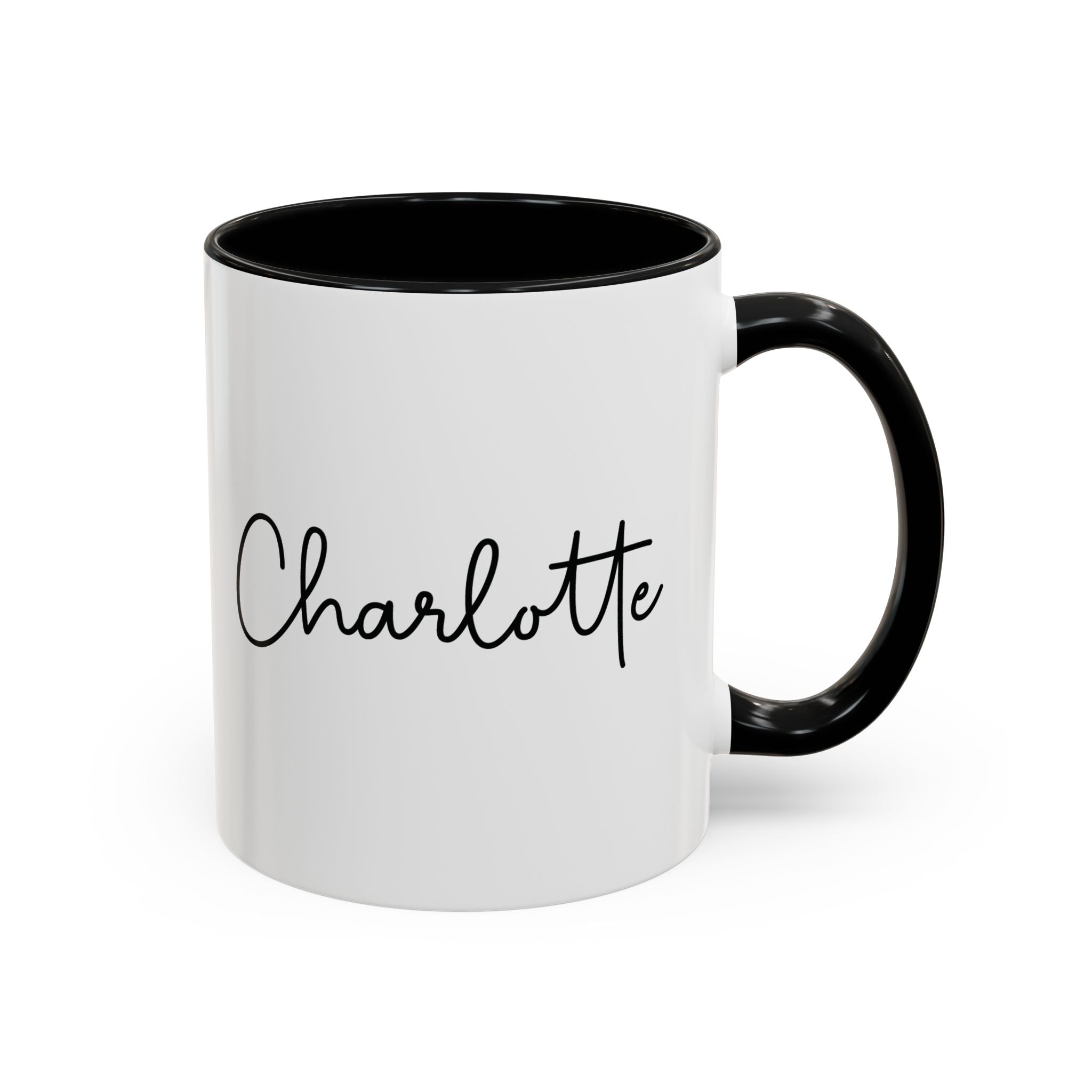 Close-up of Dog Mom design and paw print on ceramic mug