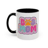 Personalised Dog Mom mug with retro checkered design