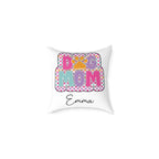Personalised Dog Mom pillow with custom name in retro checkered design