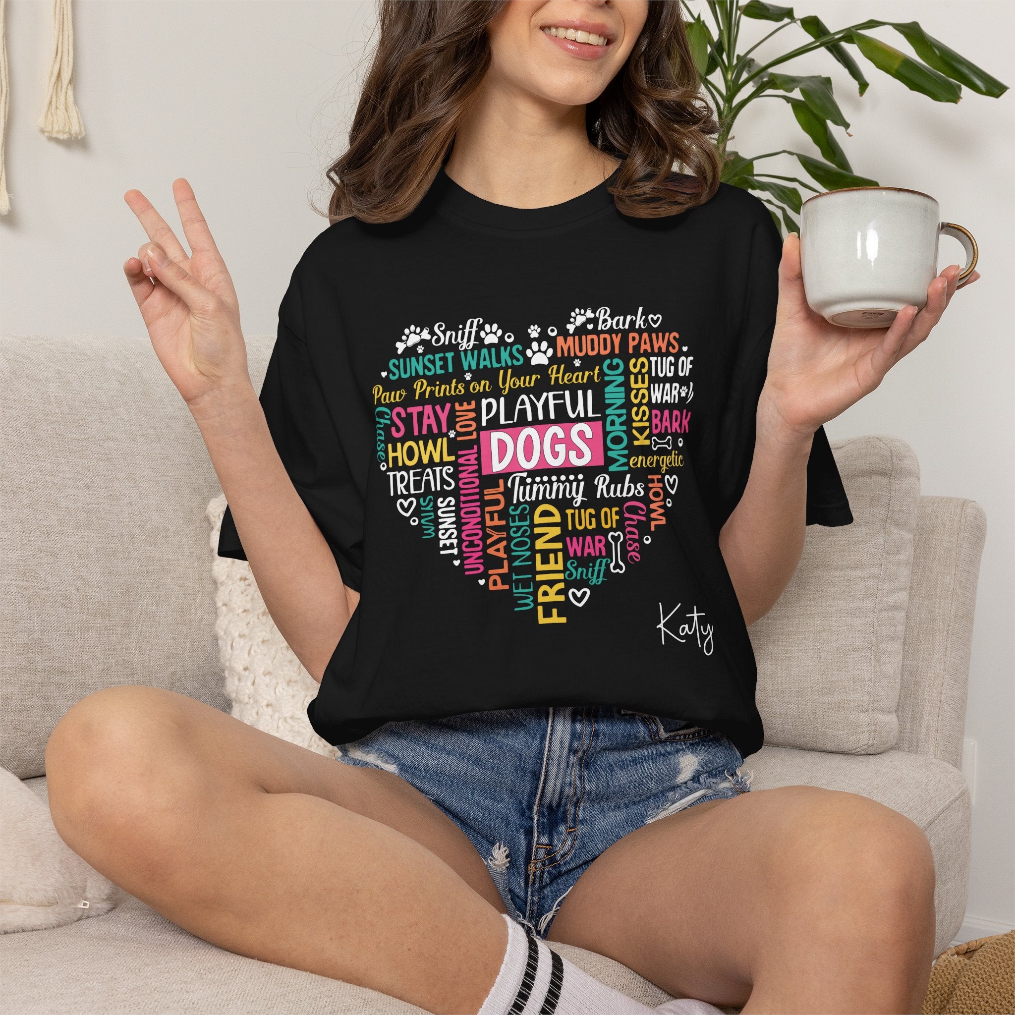 Comfort Colors 1717 size chart for Dogs word heart custom name T-shirt