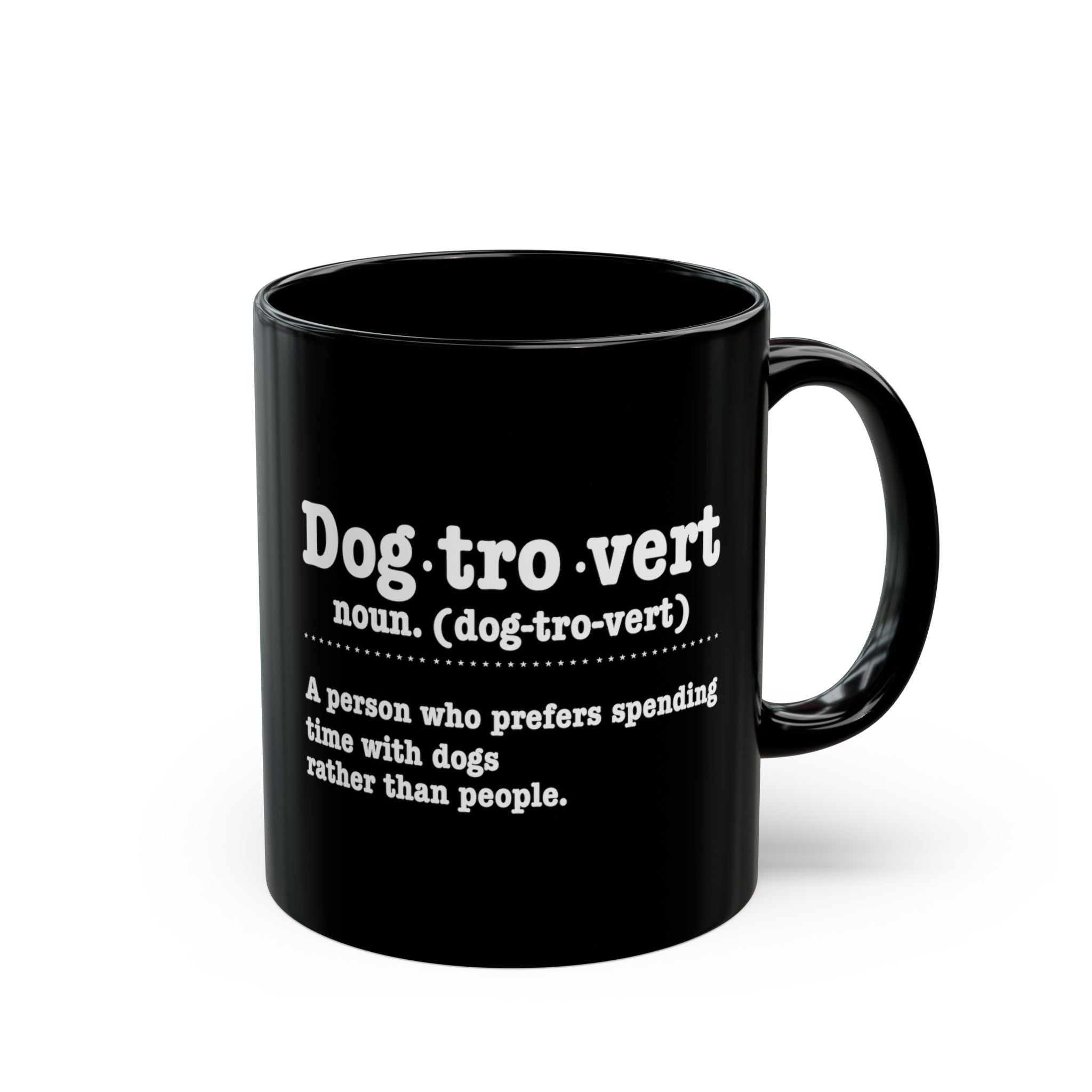 Dogtrovert definition black mug front view