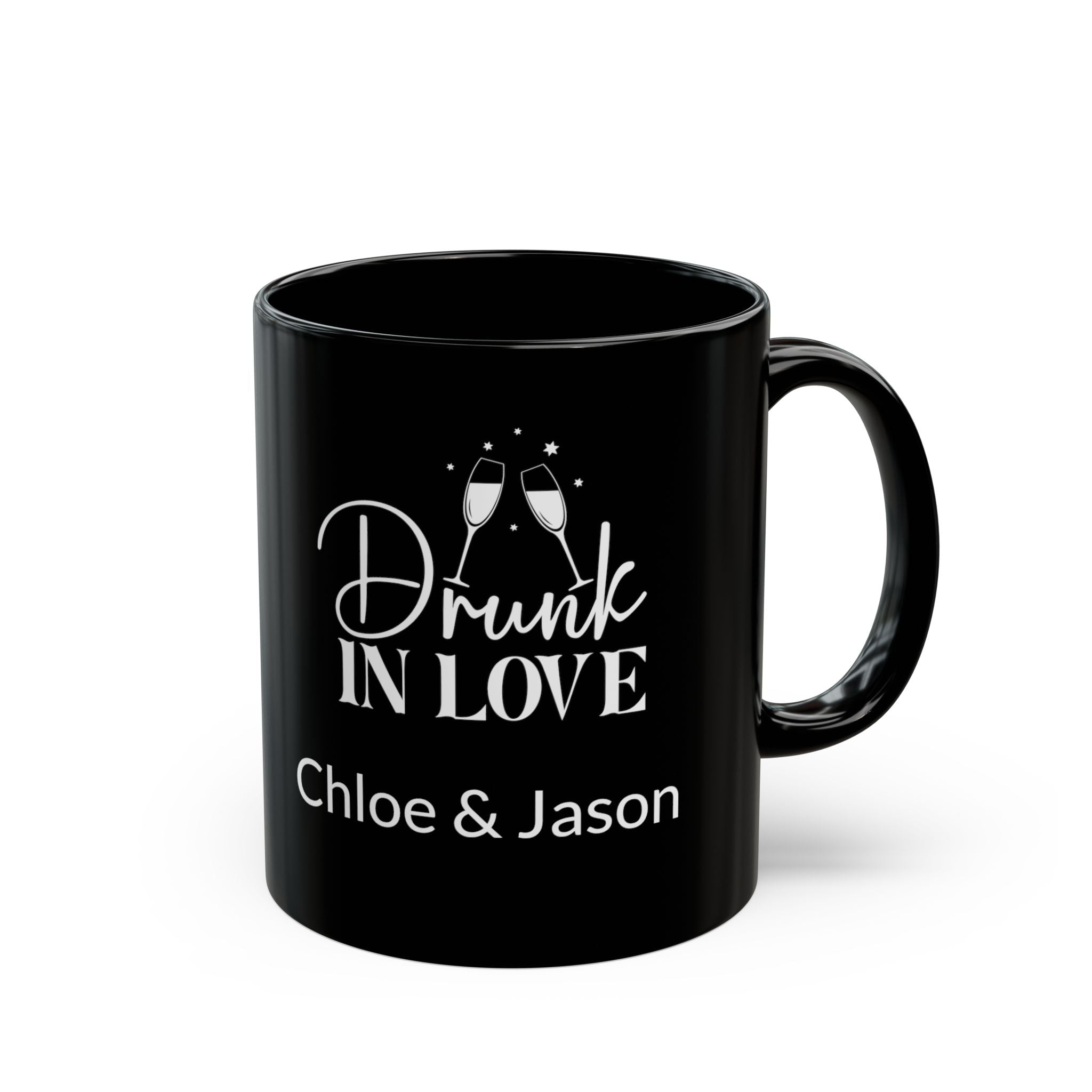 Personalised Drunk in Love mug with custom couple names