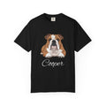 Personalised English Bulldog T-shirt with custom dog name - front view