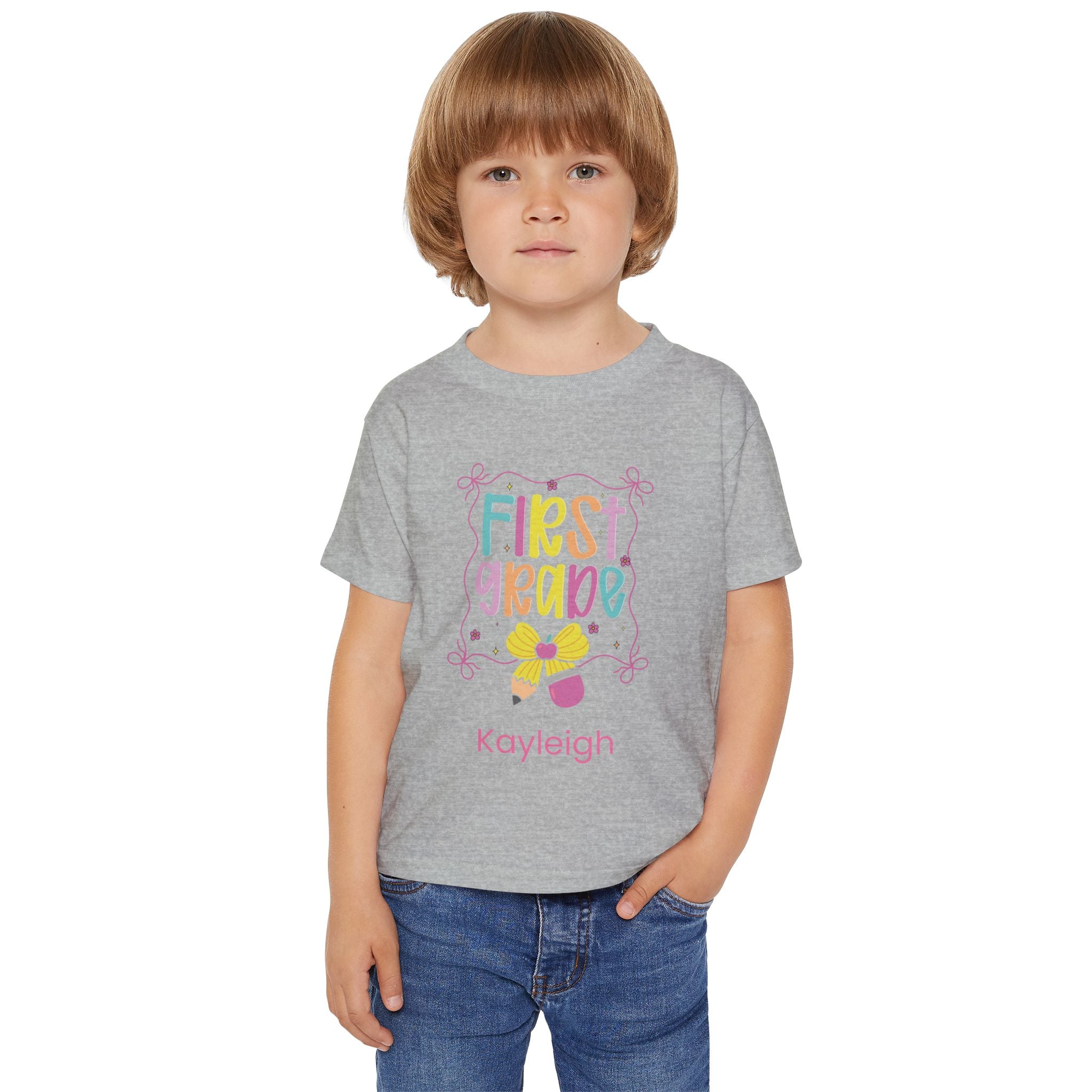 First Grade toddler tee - sport grey back view