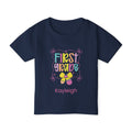 Personalised First Grade toddler tee - navy colour with custom name front view