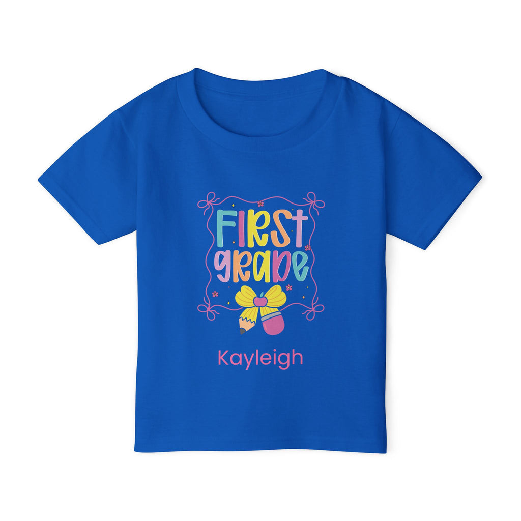 First Grade personalised toddler tee - royal blue colour with custom name