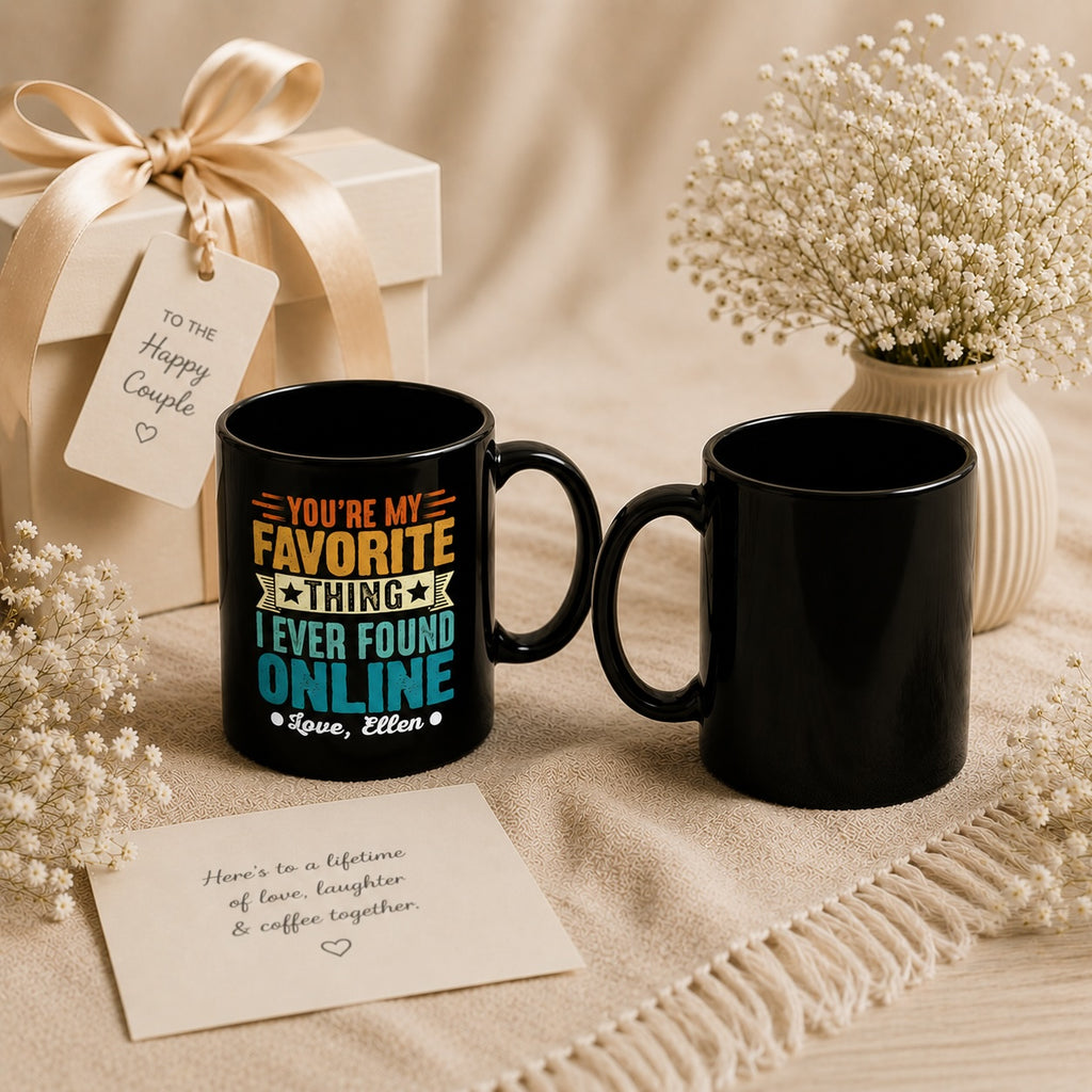 Found Online mug held in hand – anniversary gift idea