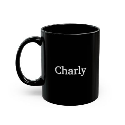 French Bulldog black mug - custom name side view