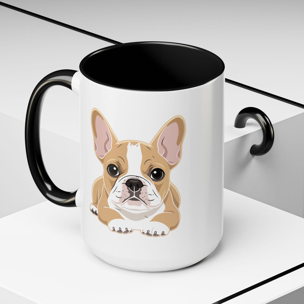 French Bulldog mug lifestyle shot with coffee