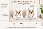 16x16 and 18x18 French Bulldog personalised pillow size comparison