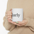 Close-up of French Bulldog illustration on personalised ceramic mug