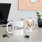 Personalised French Bulldog coffee mug on desk - lifestyle photo