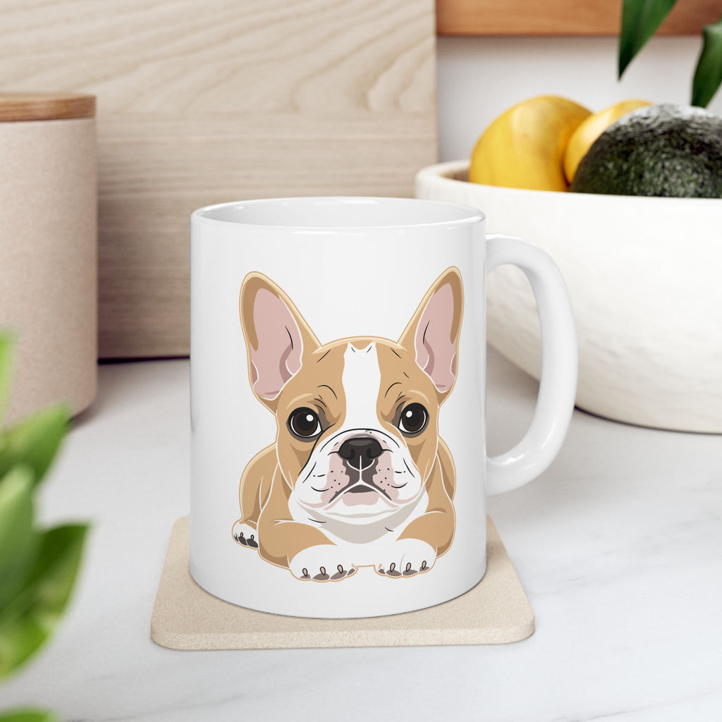 French Bulldog custom name mug held in hand - lifestyle photo