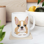French Bulldog custom name mug held in hand - lifestyle photo