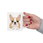 Personalised French Bulldog 11oz white mug size reference