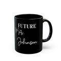 Personalised black Future Mrs. mug with custom surname