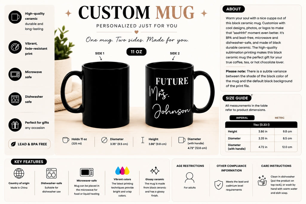 11oz Future Mrs. mug size and personalisation guide