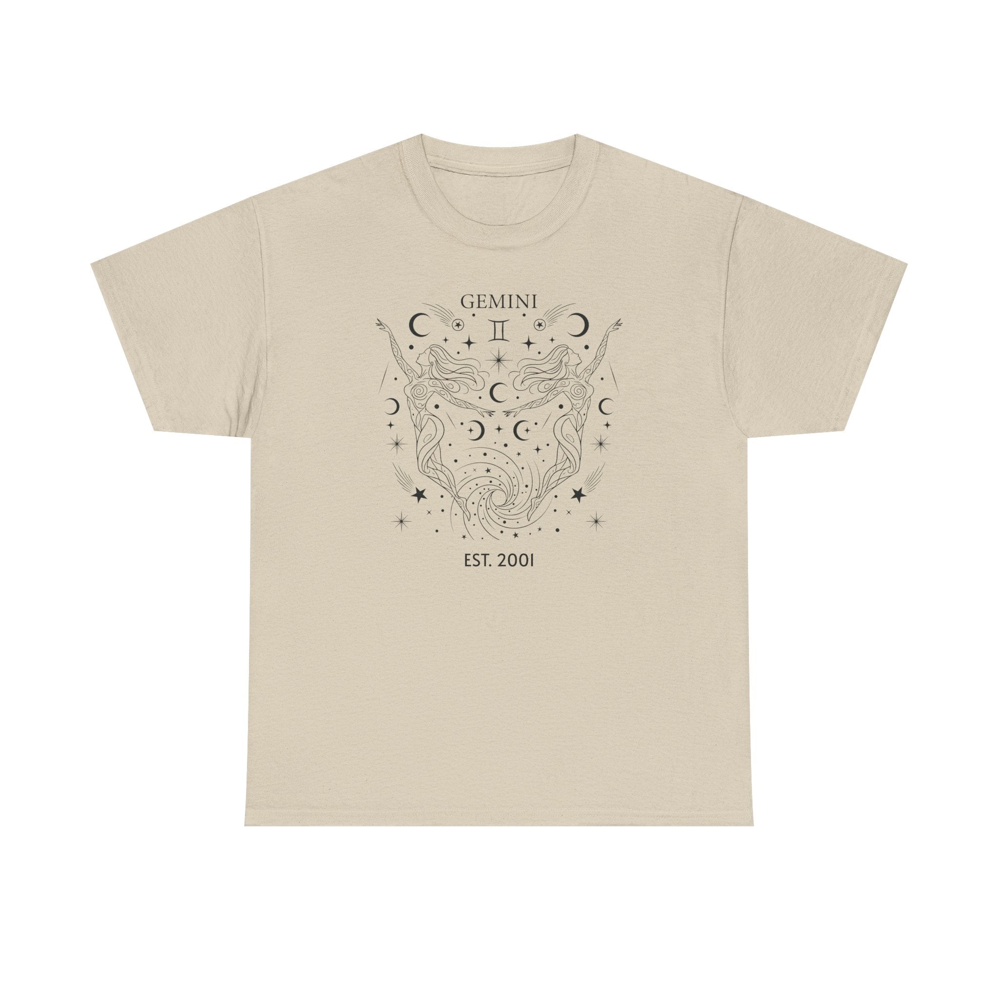 Gemini zodiac t-shirt back view, plain solid color