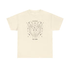Close-up of soft cotton fabric texture on Gemini zodiac tee