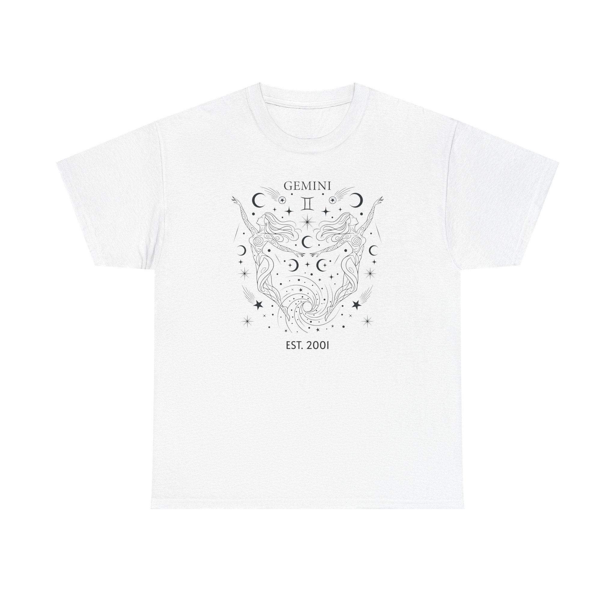 Personalized Gemini zodiac t-shirt with custom EST. year - main front design