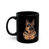 Personalised black German Shepherd mug with custom name