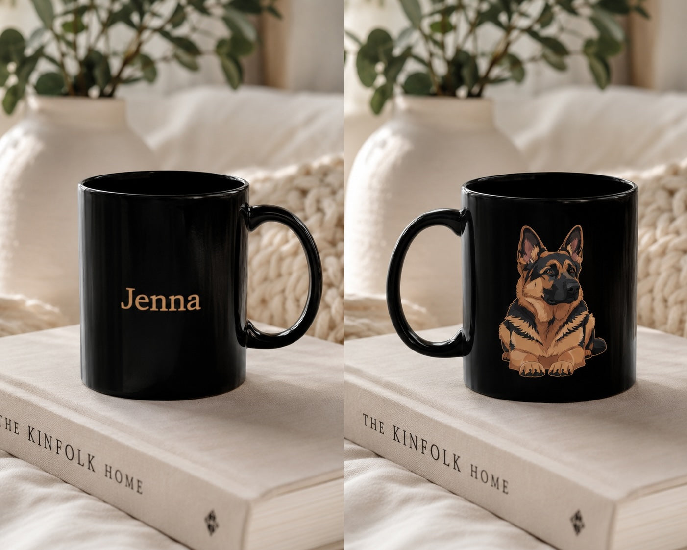 German Shepherd black mug held in hand – gift for dog lovers
