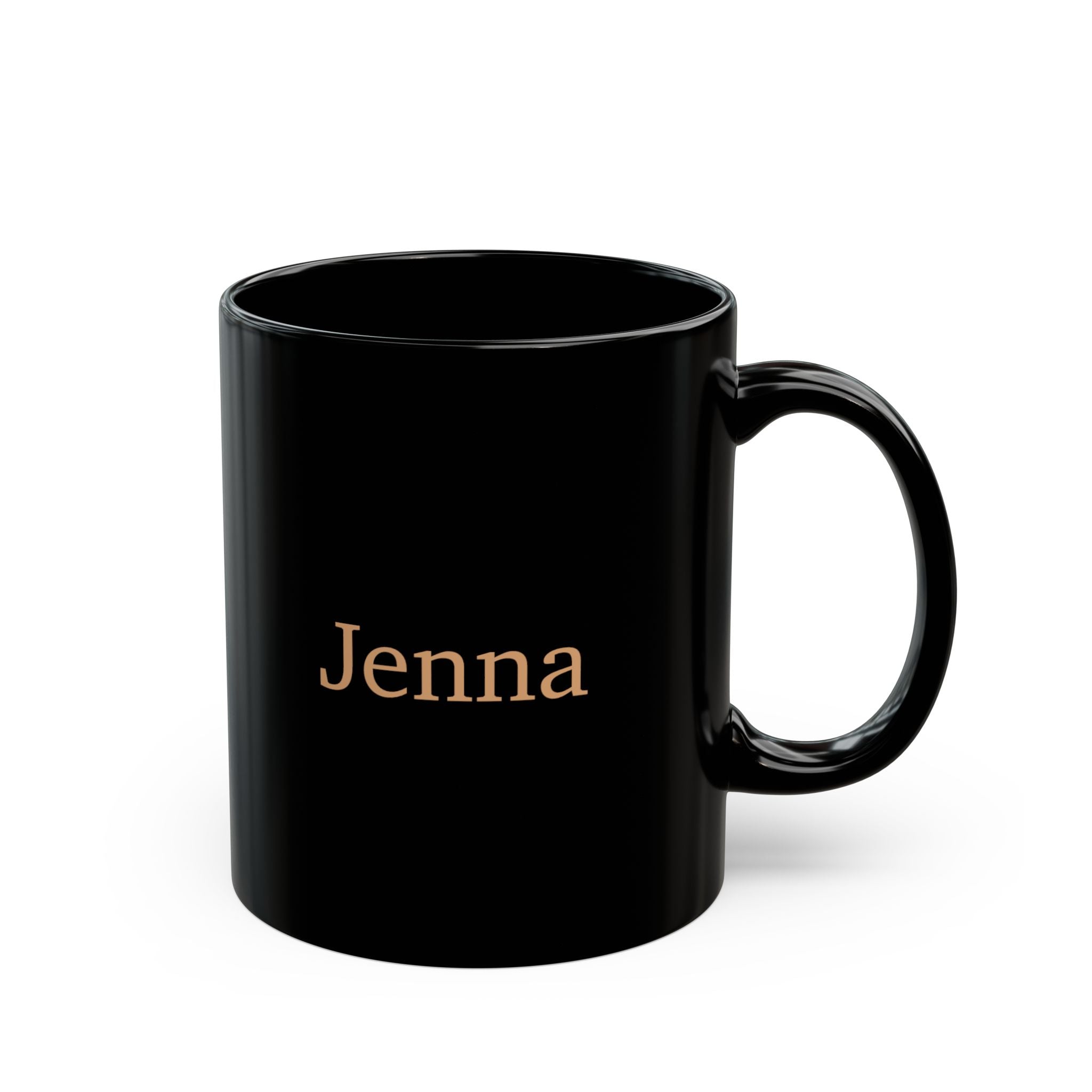 German Shepherd black mug with name on reverse side, 11oz