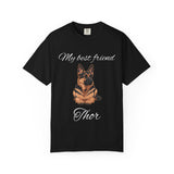 Personalised black German Shepherd T-shirt with My Best Friend and custom dog name