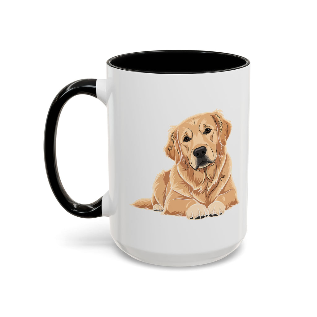 Custom name script on the back of Golden Retriever mug