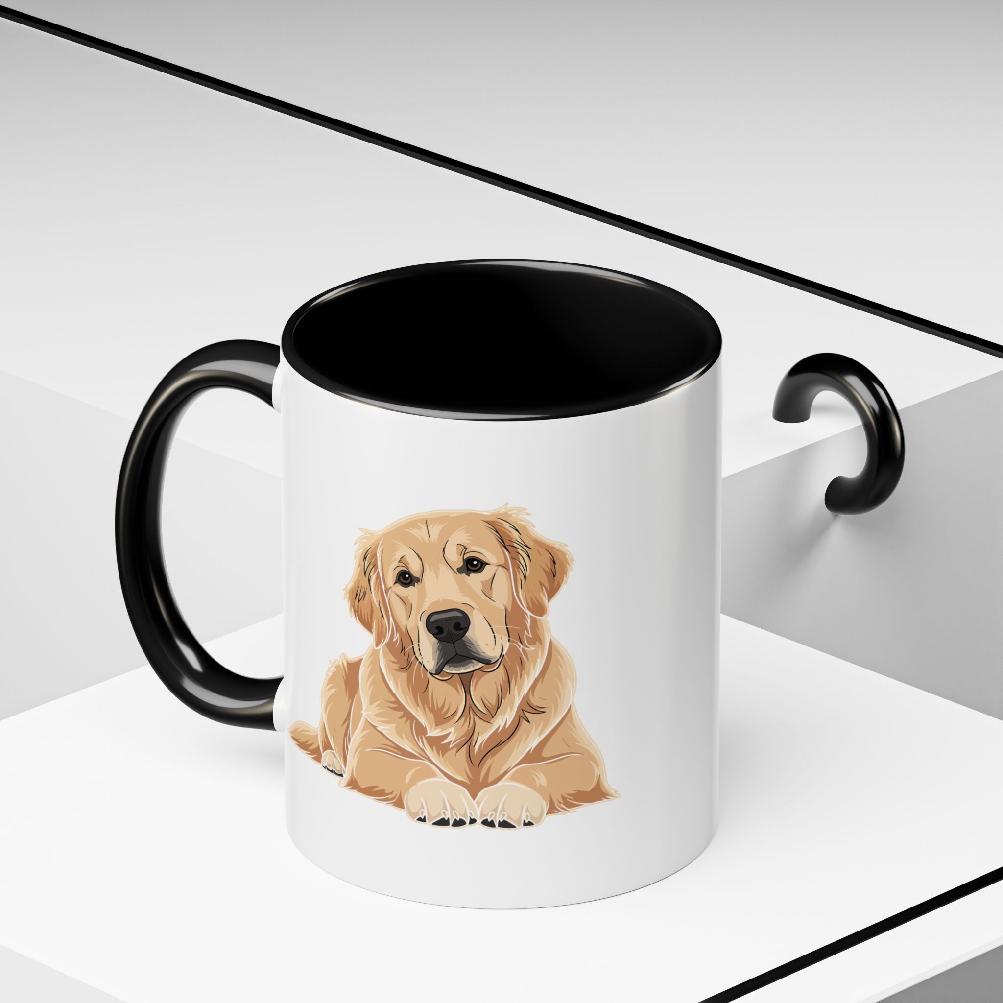 Golden Retriever mug on a kitchen counter