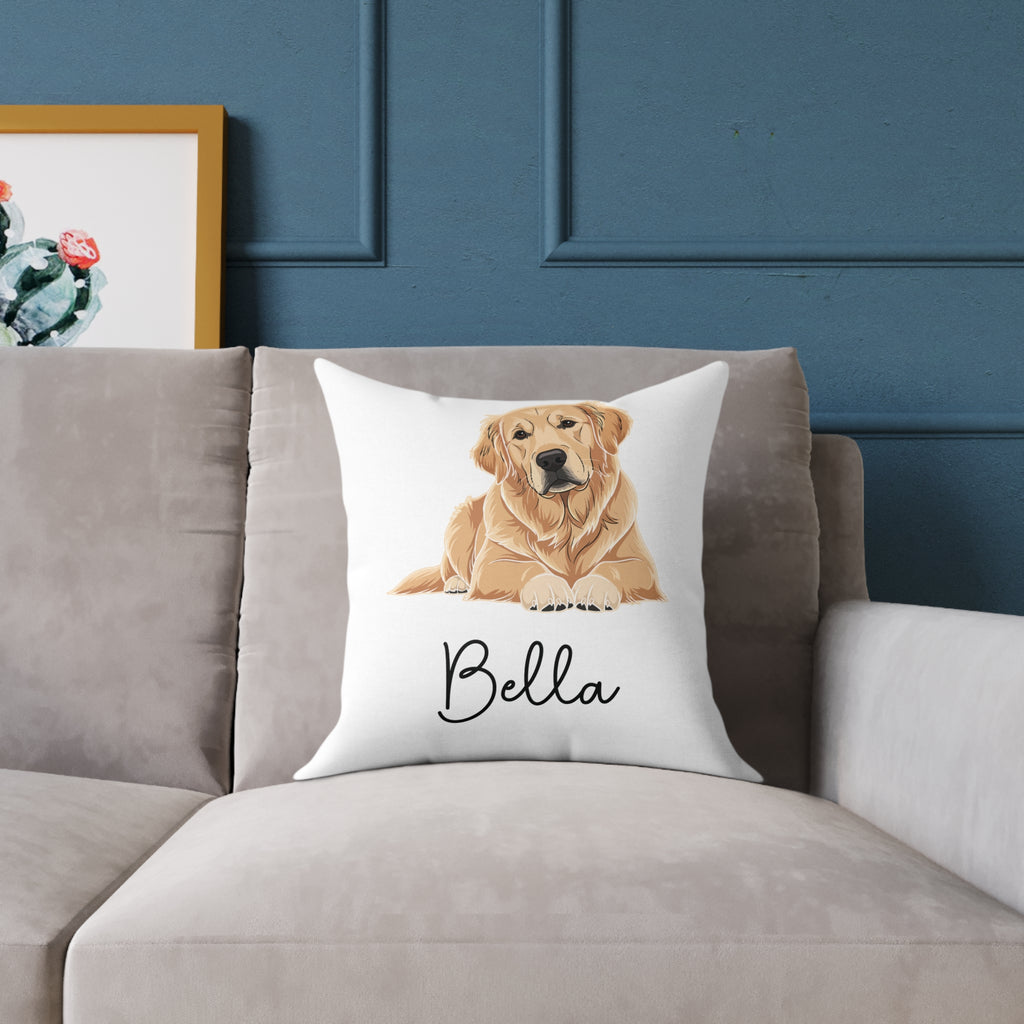Back view of personalised Golden Retriever cushion