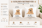 16x16 and 18x18 Golden Retriever personalised pillow size comparison