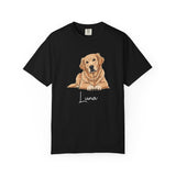 Personalised Golden Retriever T-shirt with custom dog name - front view