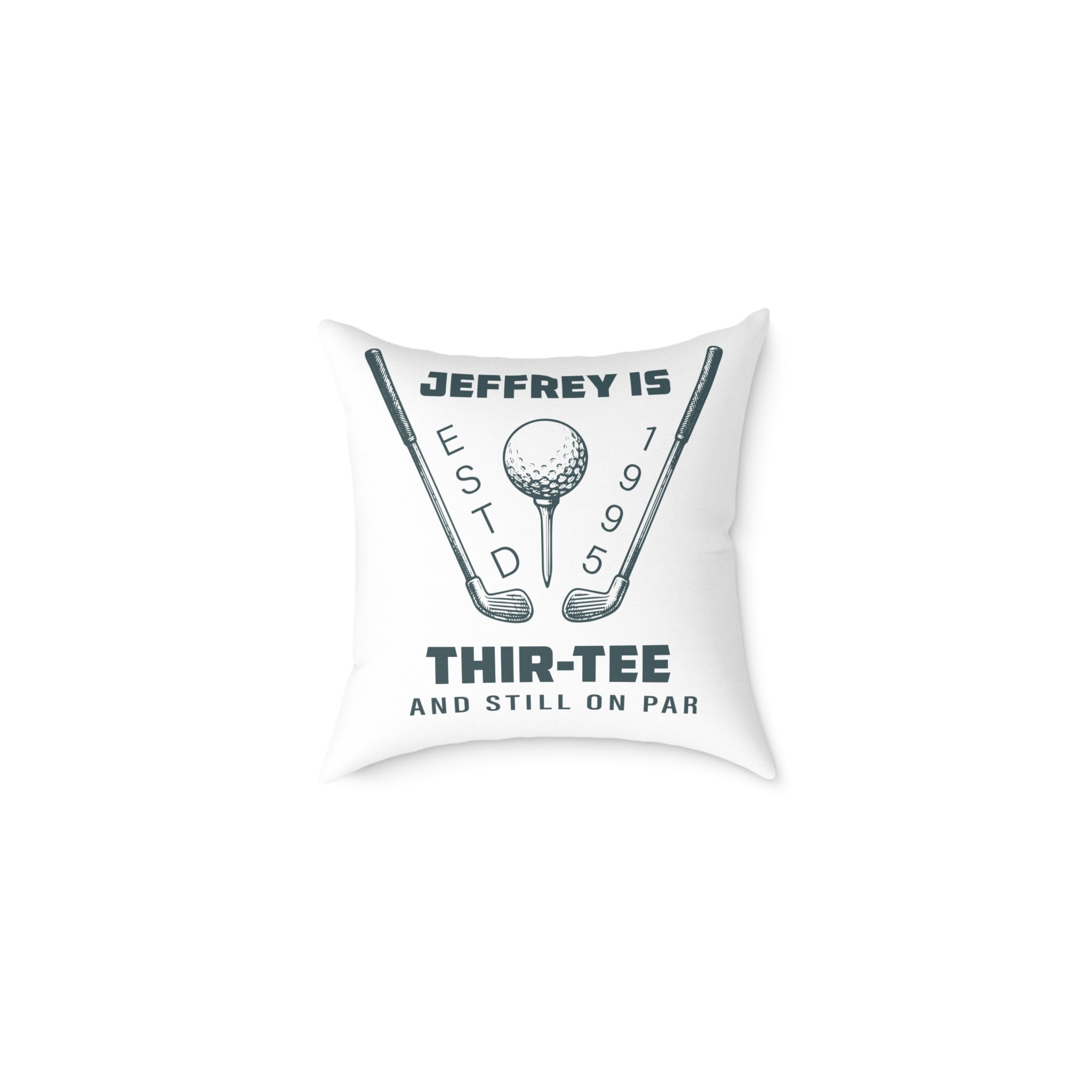 Personalised golf 30th birthday pillow with custom name and year