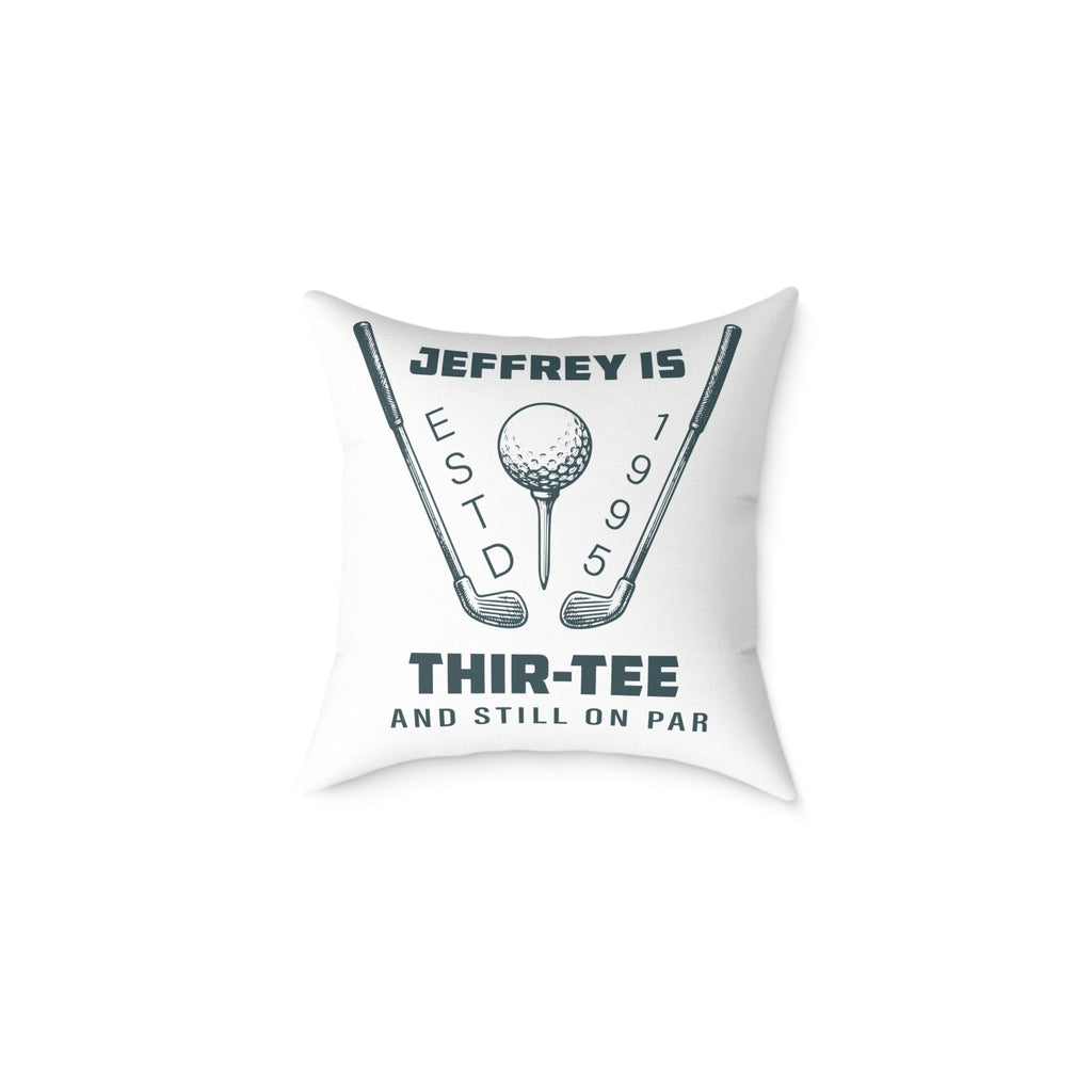 Golf 30th birthday pillow in a living room setting