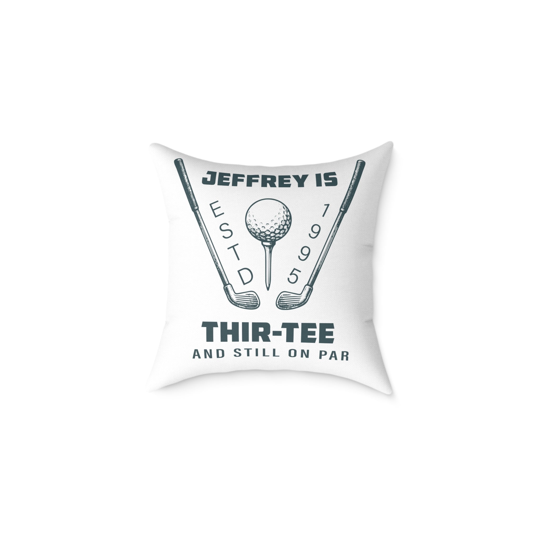 Golf 30th birthday pillow in a living room setting
