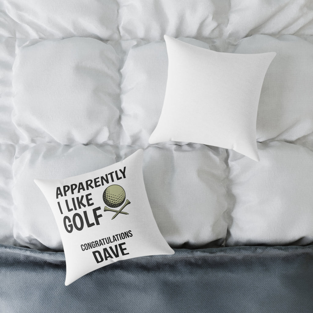 Close-up of custom name and Apparently I Like Golf design