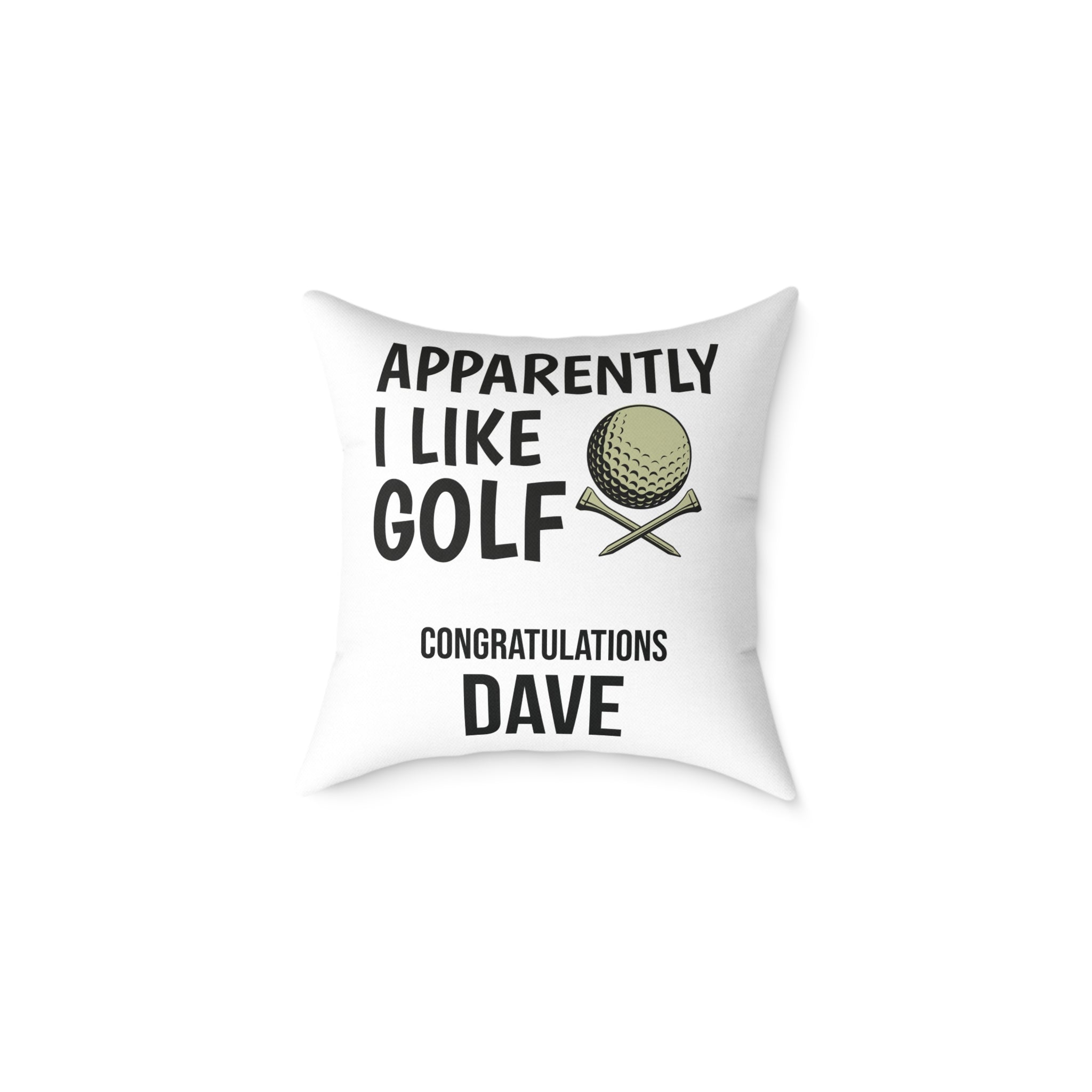 Golf congratulations pillow in a living room setting