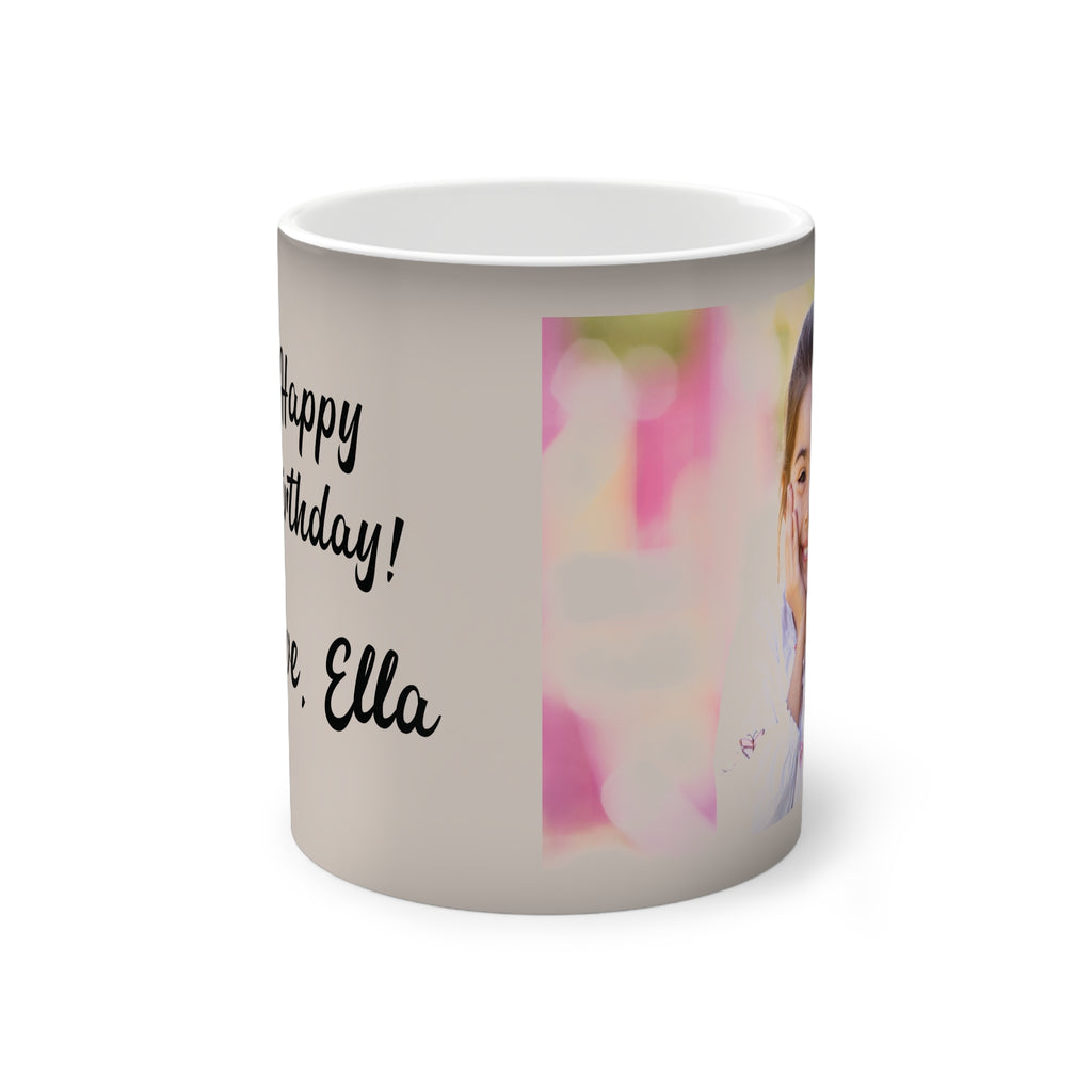 Happy Birthday colour-changing mug matte black cold state - before heat reveals design