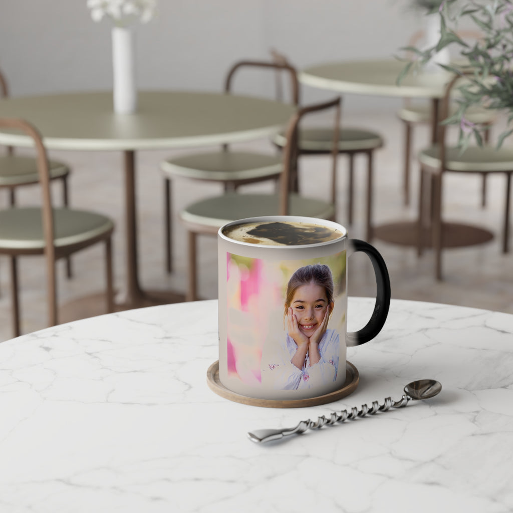 Personalised Happy Birthday magic mug on desk - lifestyle photo