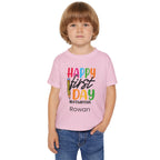 Happy First Day personalised toddler tee on hanger - product detail