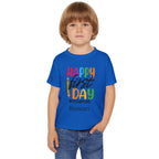 Happy First Day toddler tee - child lifestyle photo in light blue