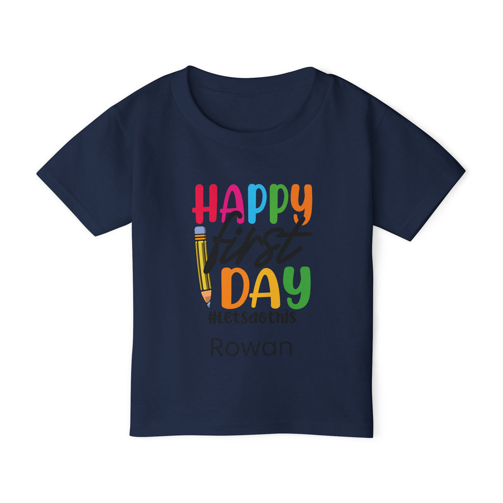 Happy First Day toddler tee - royal blue back view