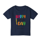 Happy First Day toddler tee - royal blue back view