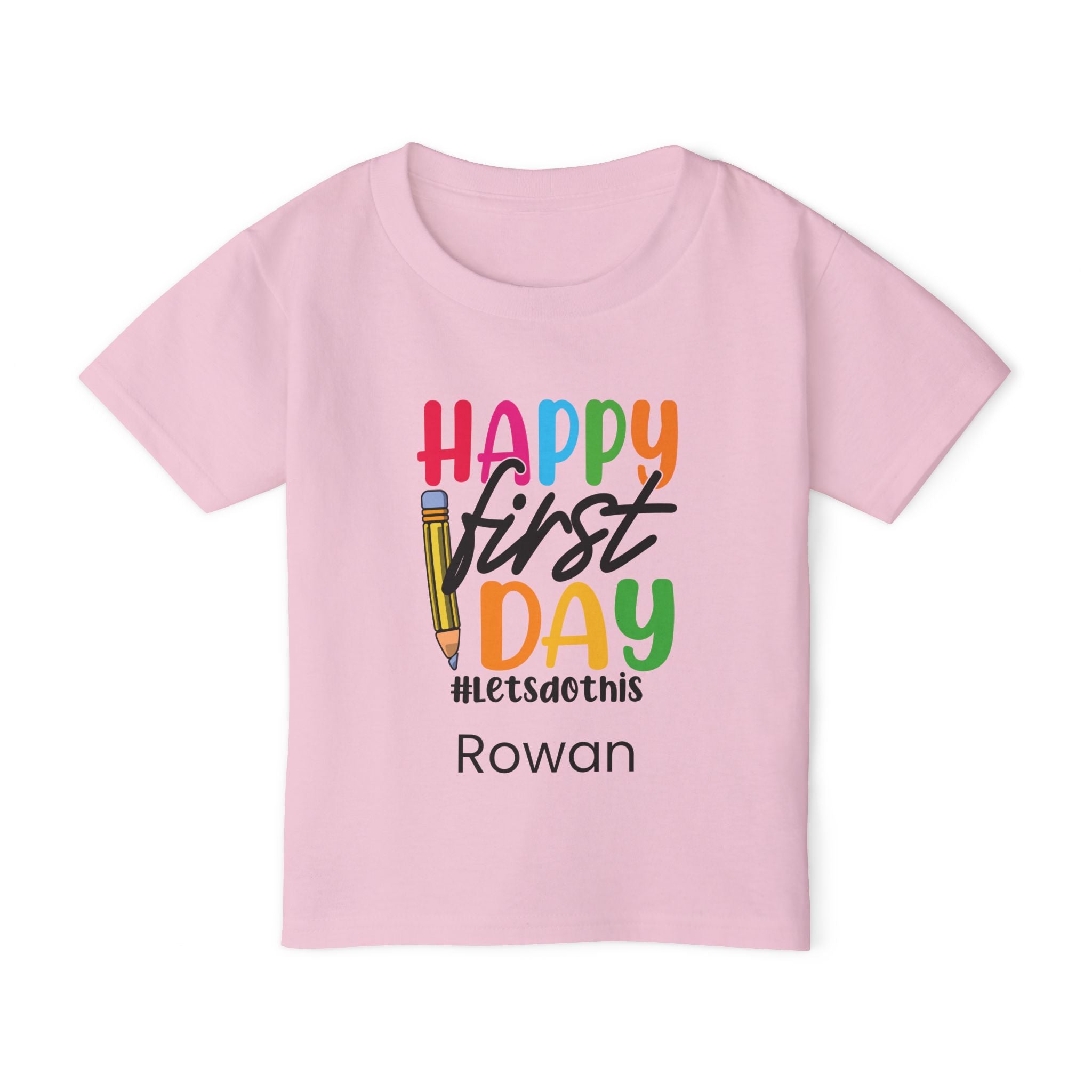 Happy First Day personalised toddler tee - sport grey colour with custom name