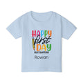 Happy First Day personalised toddler tee - white colour with custom name